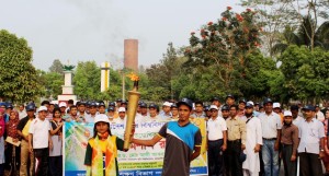 বাকৃবিতে ক্রিড়া প্রতিযোগিতা উপলক্ষ্যে অলিম্পিক মশাল র‌্যালি